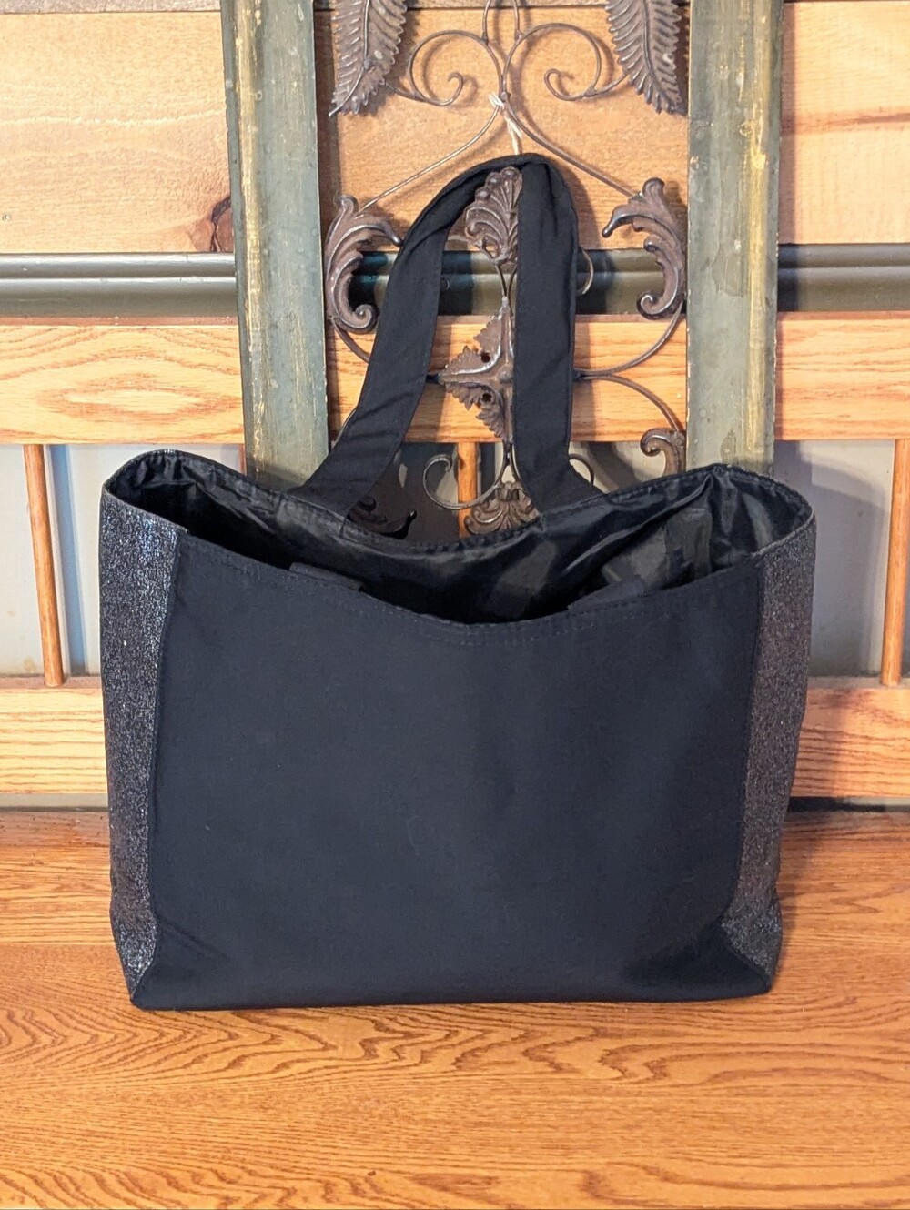 Coach Fragrance Black & Silver Glitter Panel Tote Bag - Picture 5 of 9